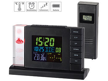 Digitaluhr Thermo-/Hygrometer und Funk-Außensensor Wetterstation mit Funkwecker