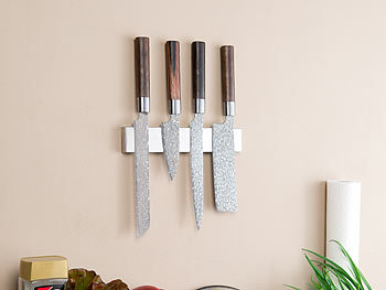 Rosenstein & Söhne Durchgehende Magnet-Messerleiste aus gebürstetem Edelstahl, 36 cm