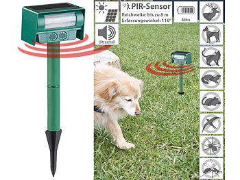 JTENG Ultraschall-Abwehrmittel für Katzen Wildschwein wasserdicht IP66 & Solar Hunde für den Außenbereich etc. 