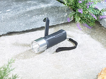 Lunartec Dynamo-LED-Taschenlampe, 80 Lumen, 1 Watt, auch per USB ladbar