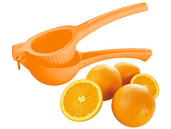Rosenstein & Söhne Manuelle Zitrus- & Saftpresse aus Metall für Orangen, Ø 8,5 cm, orange