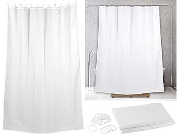 Vorhang für Dusche: BadeStern Duschvorhang weiß, 180 x 200 cm, mit 12 Befestigungsringen, waschbar
