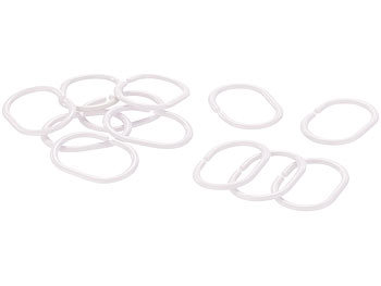 BadeStern 12er-Set Kunststoff-Befestigungs-Ringe für Duschvorhänge, weiß