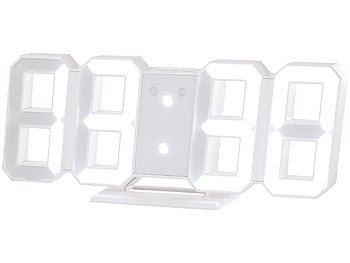 Lunartec Digitale Jumbo-LED-Tisch- & Wanduhr, 3D, Wecker, dimmbar, 28 cm