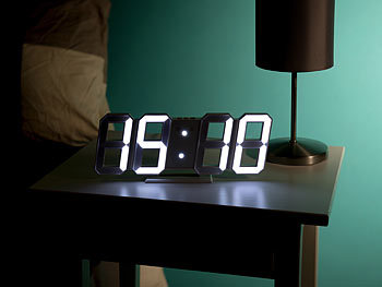 Lunartec Digitaluhr Wand: Digitale Jumbo-LED-Tisch- & Wanduhr, 3D, Wecker,  dimmbar, 28 cm (Digitaluhr zum Hinstellen)