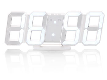 Lunartec Digitale Jumbo-LED-Tisch- & Wanduhr, 3D, Wecker, dimmbar, 28 cm