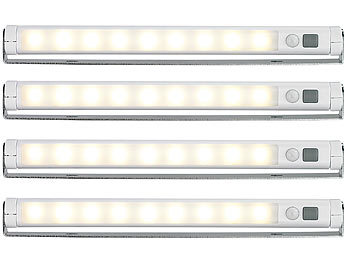 Lunartec LED Lichtleiste Batterie: 4er-Set Schwenkbare