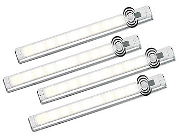 Lunartec LED Lichtleiste Batterie: 4er-Set Schwenkbare