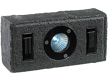 Lunartec 4er-Pack LED-Solar-Pflastersteine, schwarz