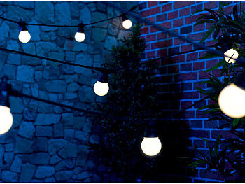 Solar Lichterkette mit 20 LED Lampion weiß Partylichterkette Garten Party aussen 