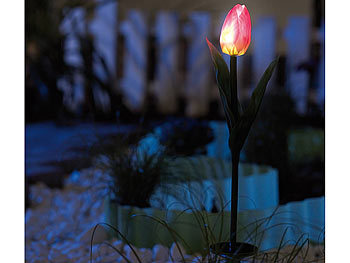 Lunartec Schimmernde LED-Tulpen mit Solarbetrieb im 4er-Set