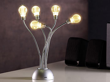 Lunartec Sound-Sensor-LED-Lampe im Glühbirnen-Design, warmweiß