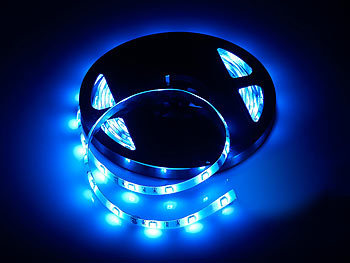 Lunartec LED-Streifen LE-500BN, 5 m, blau, Innenbereich & Netzteil