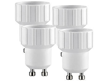Lampenfassung-Adapter: Lunartec Lampensockel-Adapter Adapter GU10 auf E14, 4er-Set