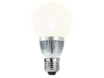 starke LED Lampen: Luminea Energiespar-LED-Lampe mit 3 Watt, E27, Bulb, warmweiß, 205 lm