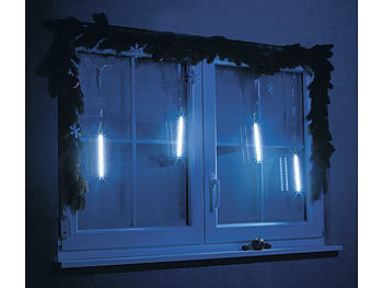 Eiszapfen LED Lichterkette Eisregen Schneefall Vorhang innen außen Party Deko