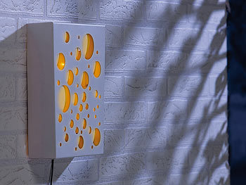 Wanddeko Solar: Lunartec Outdoor-Solar-Wandbild "Kugeln" mit orangener LED-Beleuchtung