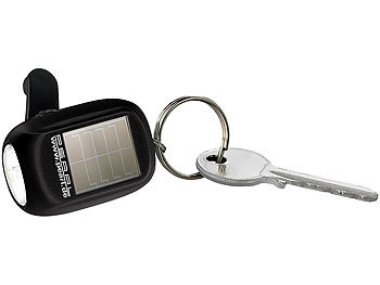 Kurbel-Lampe: PEARL Mini-Solar-Taschenlampe mit Dynamo & Schlüsselring, 0,1 W, 8 lm