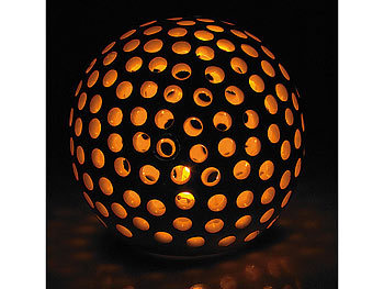 Lunartec Kabellose LED-Dekoleuchten aus Keramik im 2er-Set