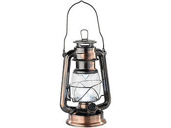 LED Öllampe: Lunartec Dimmbare LED-Sturmlampe, Batteriebetrieb, bronze, 42 Lumen, 1,5 Watt,