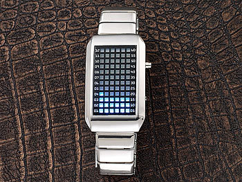 St. Leonhard Designer-Armbanduhr "Blue Sphere" mit LED-Matrix