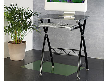 Carlo Milano Eleganter Computer-Glastisch "GD-3060 Black" mit Auszug