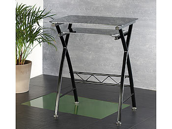Carlo Milano Eleganter Computer-Glastisch "GD-3060 Black" mit Auszug