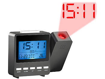 LED Projektionswecker Digitaler Wecker Funkwecker Tischwecker mit Thermometer, 