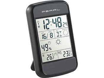 Funkuhr mit Thermometer: PEARL Digitale Wetterstation FWS-90 mit Funkuhr, Weckalarm & Wetterprognose