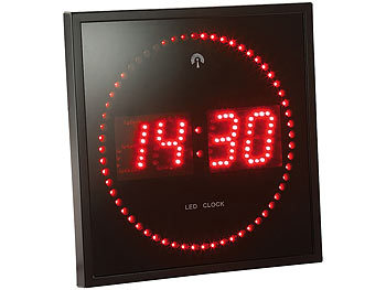 Digitale Wanduhr LED: Lunartec LED-Funk-Wanduhr mit Sekunden-Lauflicht durch rote LEDs