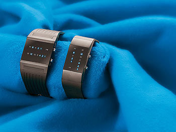 St. Leonhard Binär-Armbanduhr "Future Line" mit blauer Anzeige, für Damen