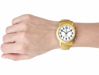 St. Leonhard Damen Uhr: Sprechende Seniorenuhr mit Funk, filigranes  Ziffernblatt, vergoldet (Armbanduhren)