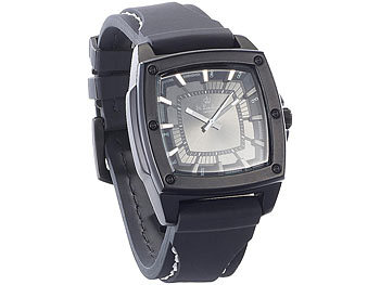 Sportliche Herren-Armbanduhr mit Silikonarmband, schwarz / Armbanduhr