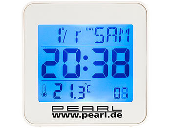 PEARL Kompakter Digital-Funkwecker mit Temperaturanzeige und Kalender
