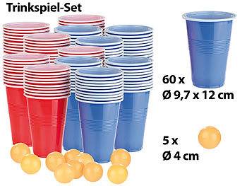 Trink-Spiele: infactory Trinkspiel-Set Bier Pong mit 120 Bechern (je 450 ml) und 10 Bällen