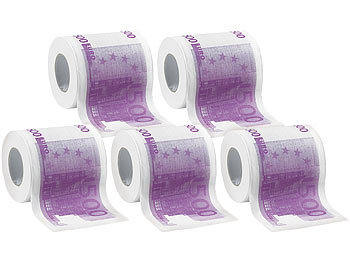 farbiges Toilettenpapier: infactory Toilettenpapier mit aufgedruckten 500-Euro-Noten, 2-lagig, 1.000 Blatt