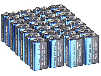 Blockbatterie 9V-Block: PEARL 30er-Set 9V-Block Alkaline-Batterien