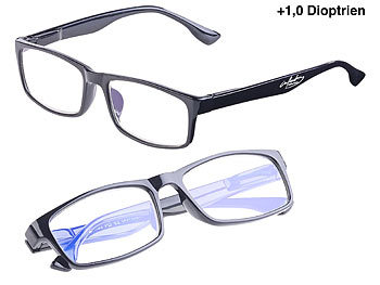infactory 2er Pack Bildschirm-Brille mit Blaulicht-Filter, +1,0 Dioptrien