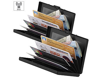 Xcase 2er Pack Flaches RFID-Kartenetui aus Edelstahl für 6 Chipkarten,