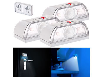 Nachtlicht mit Batterie: Lunartec 3er-Set Mini-LED-Treppenleuchten & Nachtlicht, PIR-Bewegungssensor