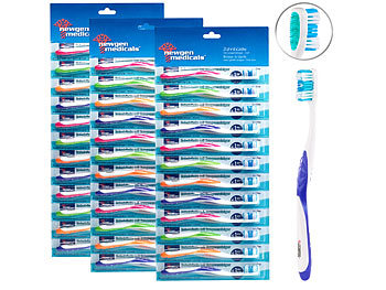 newgen medicals 36er-Pack Marken-Zahnbürsten mit Zungenreiniger, HART, 4 Farben