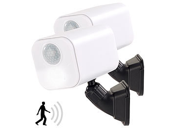 Luminea 2er-Set LED-Wandspots für innen & außen, Bewegungssensor