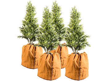Pflanzenschutzhülle: Royal Gardineer 4er-Set Thermo-Topfschutze für Pflanzen, 50 x 45 cm, Drainage, braun