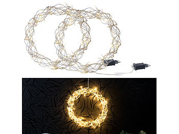 Lichterkranz Weihnachten: Lunartec 2er-Set LED-Lichterkränze für Fenster, Türen u.v.m., 90 warmweiße LEDs