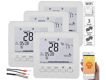 Temperaturregler: revolt 4er-Set WLAN-Thermostate für Fußbodenheizung, für Siri, Alexa & GA