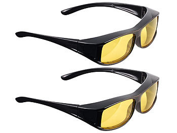 Brille gegen Blendung nachts: PEARL 2er-Set Überzieh-Nachtsichtbrillen "Night Vision Pro"