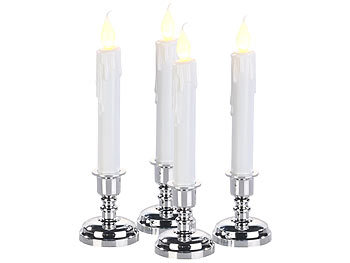 Britesta Flammenlose Kerzen: 4er-Set LED-Stabkerzen mit silbernem  Kerzenständer, flackernde Flamme (Helloween Kerzen)