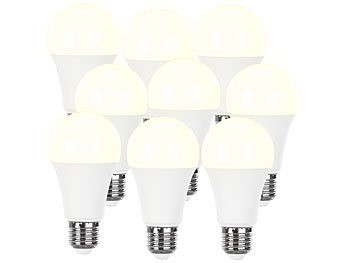 Luminea 9er-Set dimmbare LED-Lampen warmweiß, 11 W, E27, 2700 K, 1.050 lm