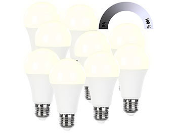 Luminea 9er-Set dimmbare LED-Lampen warmweiß, 11 W, E27, 2700 K, 1.050 lm