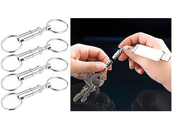 Schlüsselring: Semptec 4er-Set Metall-Schlüsselanhänger mit schnellem Easyclip-Mechanismus